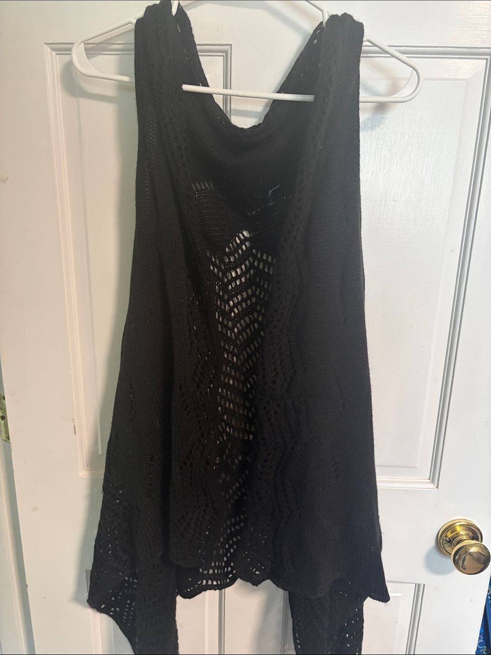 GNW Black Crochet Knit Vest